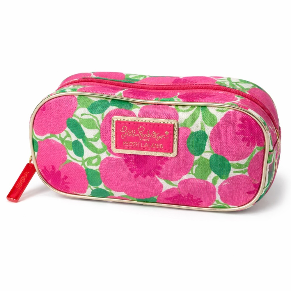 Lilly Pulitzer for Estée Lauder Pink Green Floral Makeup Bag